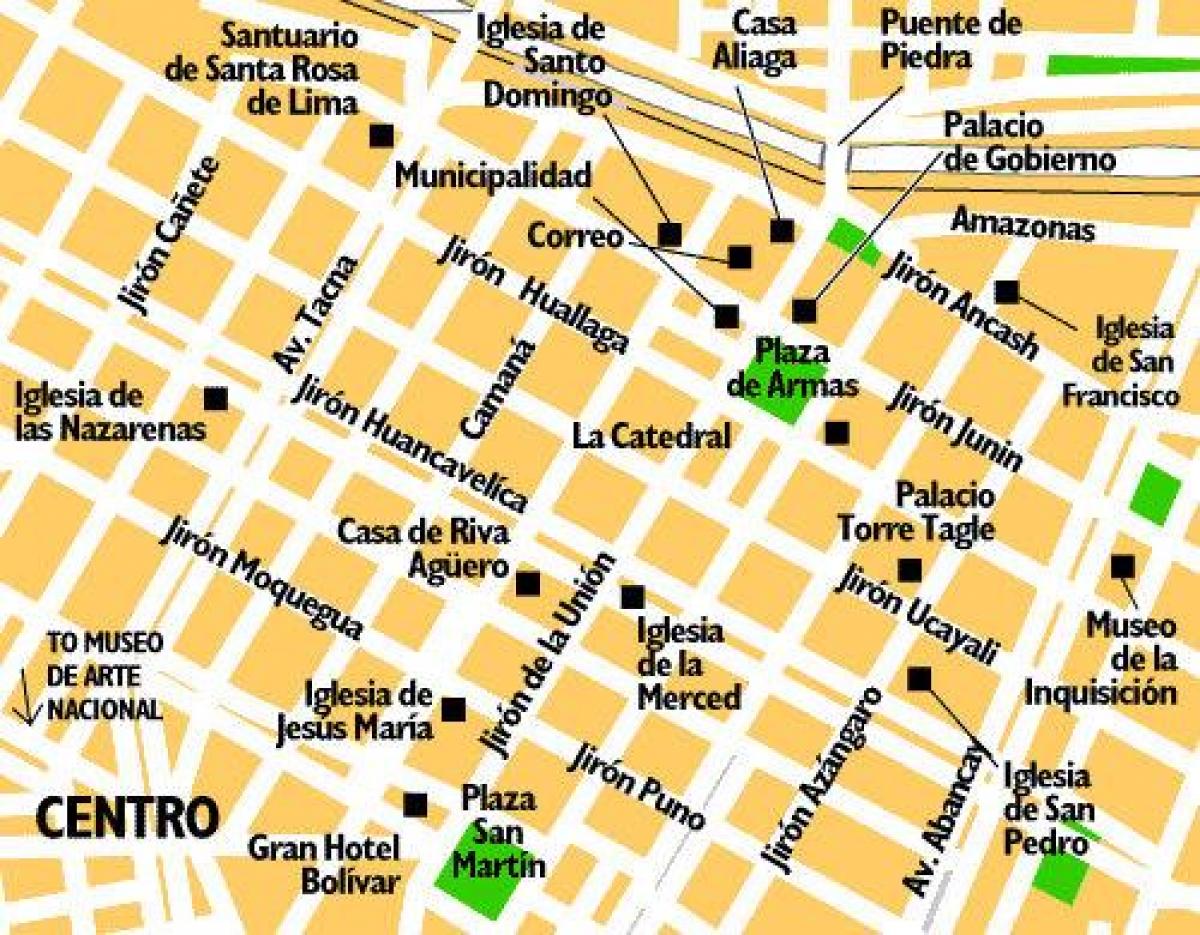 Karte no pilsētas centra, Lima, peru