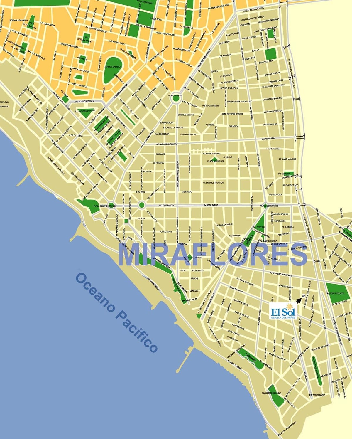 karte miraflores Lima, peru