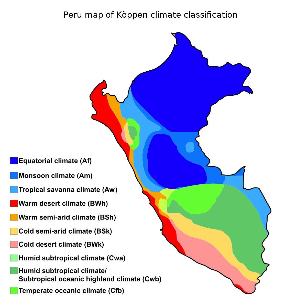 Karte peru klimata